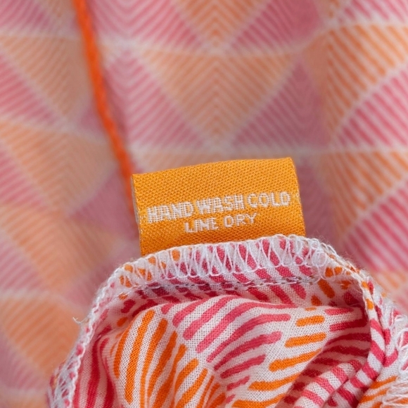 Oliphant Cotton Geometric Chevron Print Tunic Top Large Orange Pink Lightweight - Picture 14 of 14